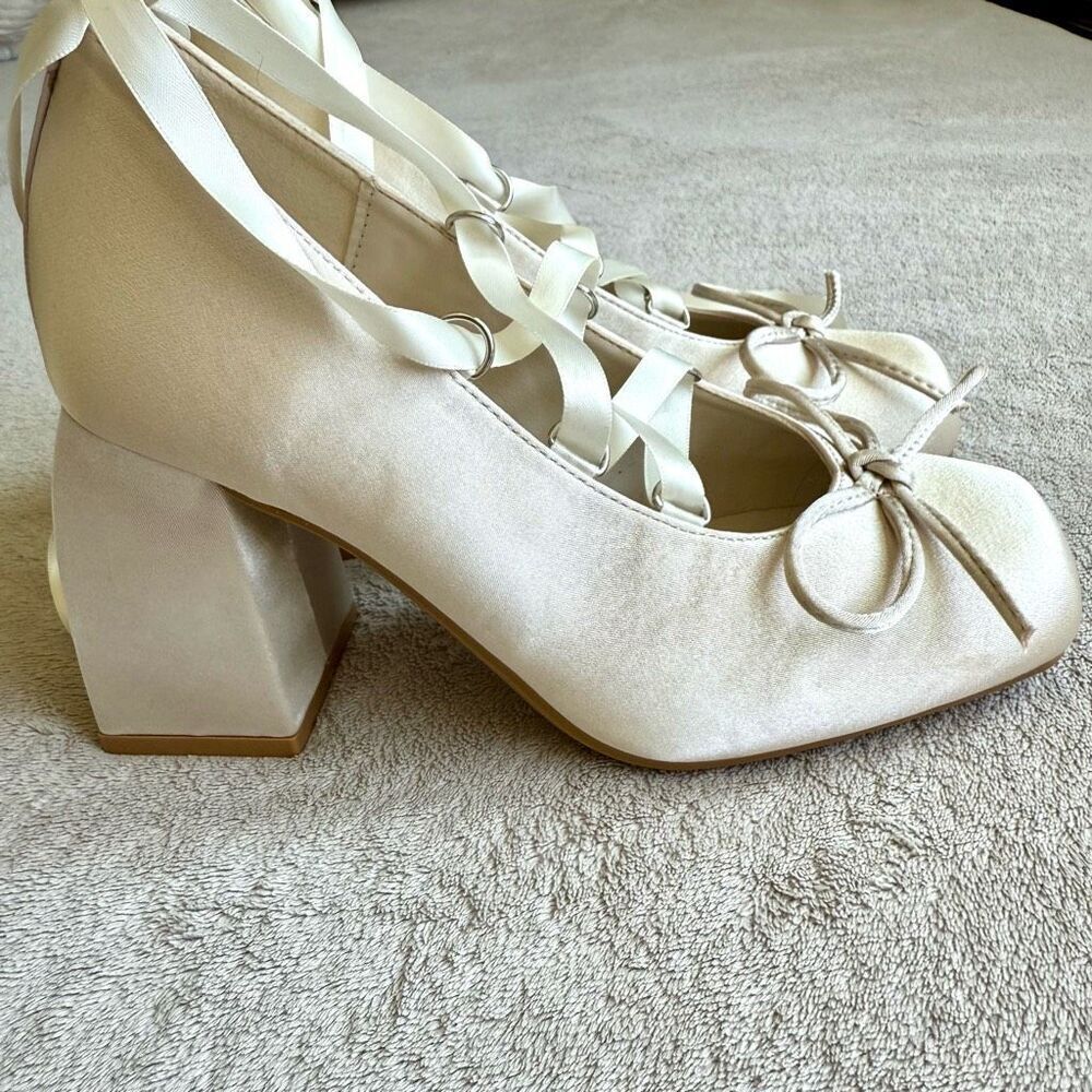 NWOT Cider Ballet Satin Bow Mary Jane Heels size 36 US6 - Picture 4 of 16